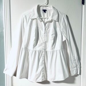 Torrid white Poplin Corset Detail Smocked Back Button Up Shirt L (Torrid size 0)